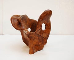 Scultura astratta a forma libera in legno d'olivo dalla Francia