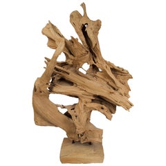 Vintage Abstract Freeform Teak Wood Sculpture