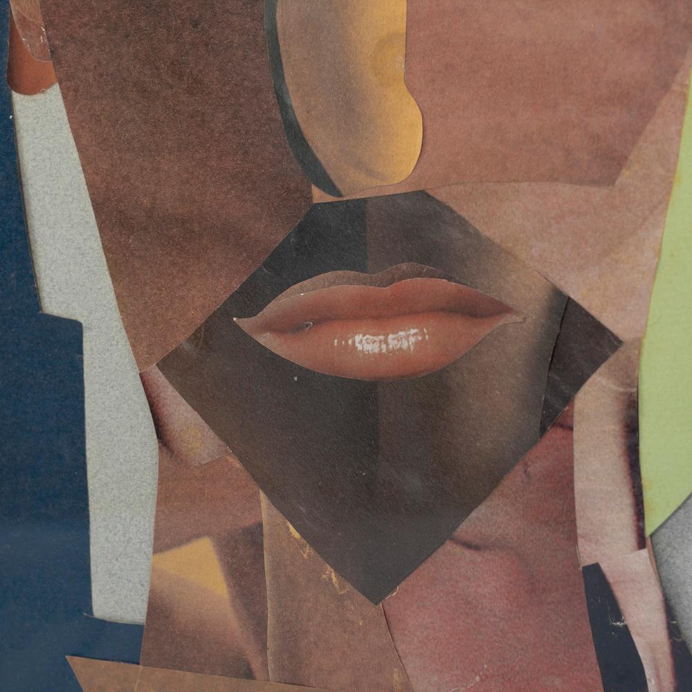 Abstrakte französische kubistische Collage von Ida Colucci aus der Mitte des Jahrhunderts, handsigniert  (Französisch) im Angebot