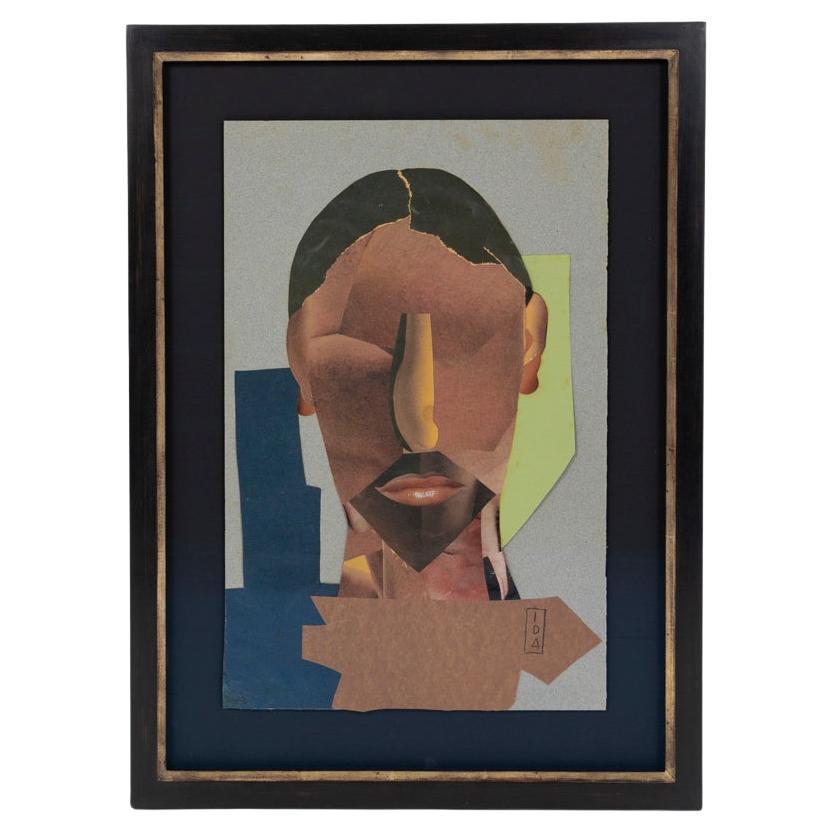 Abstrakte französische kubistische Collage von Ida Colucci aus der Mitte des Jahrhunderts, handsigniert  im Angebot