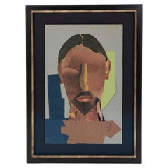 Abstract French Mid-Century Cubistic Collage by Ida Colucci, Signed by Hand