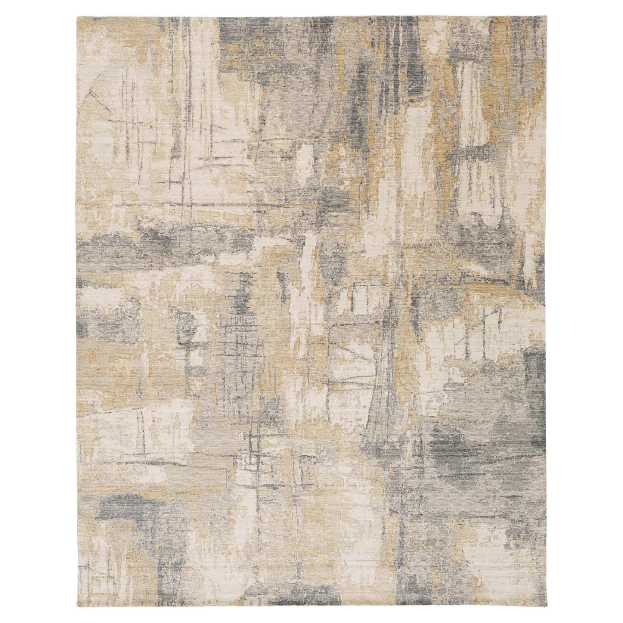 Abstract Fusion Modern Power-Loomed Rug Versatile Neutrals  8x10 For Sale