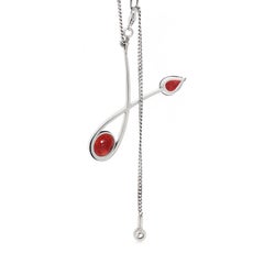 Abstract Garnet and Diamond Platinum Pendant and Chain