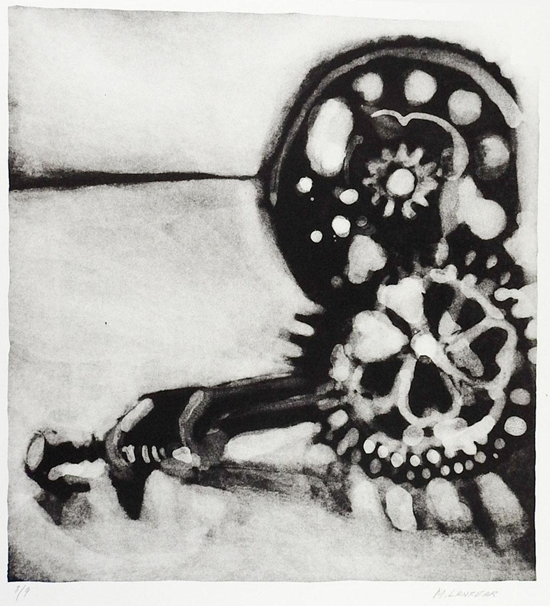 Modern Abstract Gears Lithograph by Marilyn Lanfear For Sale