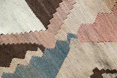 Abstract Geometric 'Arab' Uzbek Kilim in Dusty Rose, Brown, Indigo, and Cream