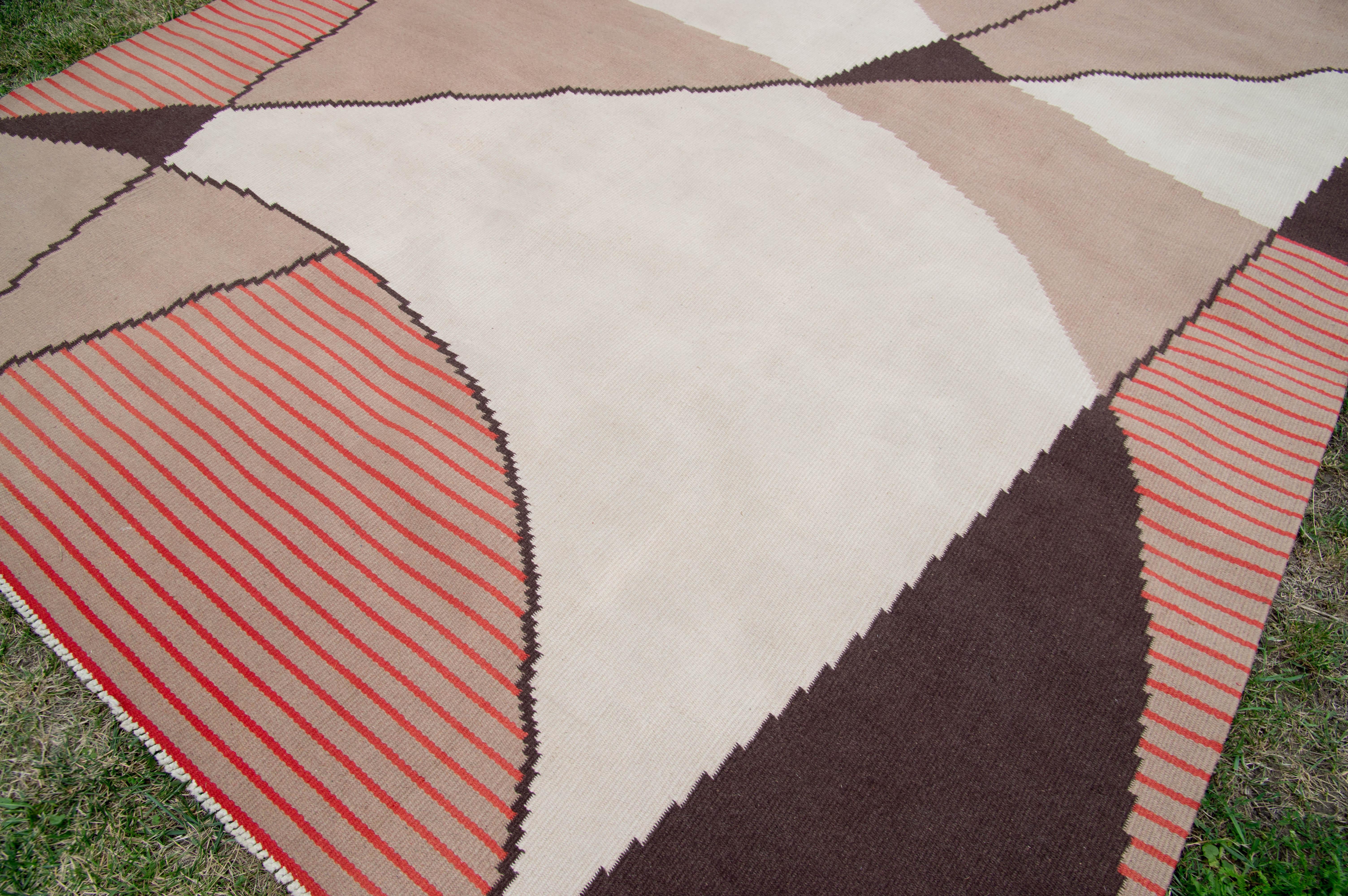 Mid-20th Century Abstract Geometric Carpet, Czechoslovakia, 1940s For Sale