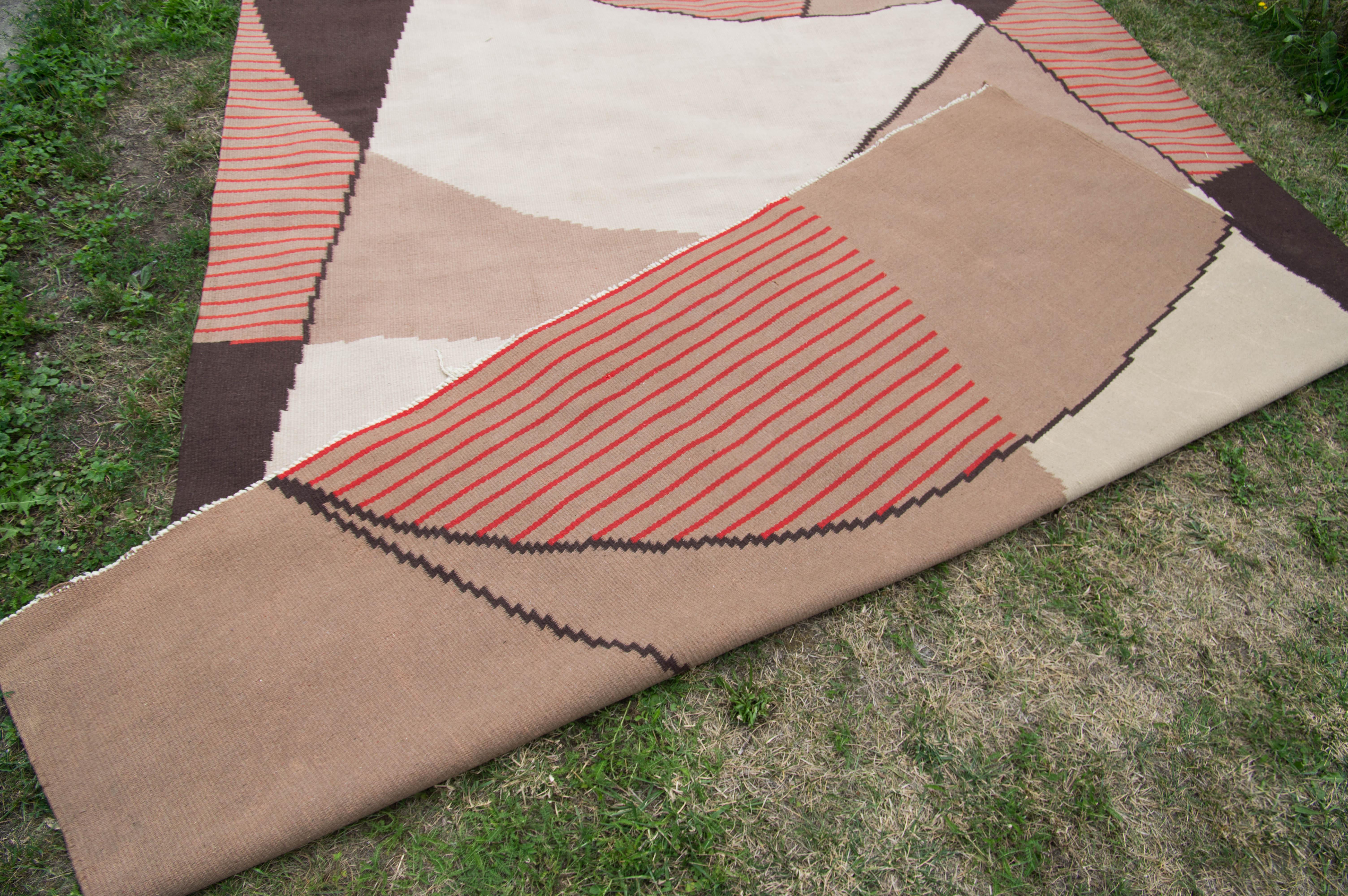 Abstract Geometric Carpet, Czechoslovakia, 1940s For Sale 1