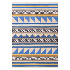 Abstract Geometric Cream Flatweave Cotton Carpet "Apex" by Doris Leslie Blau