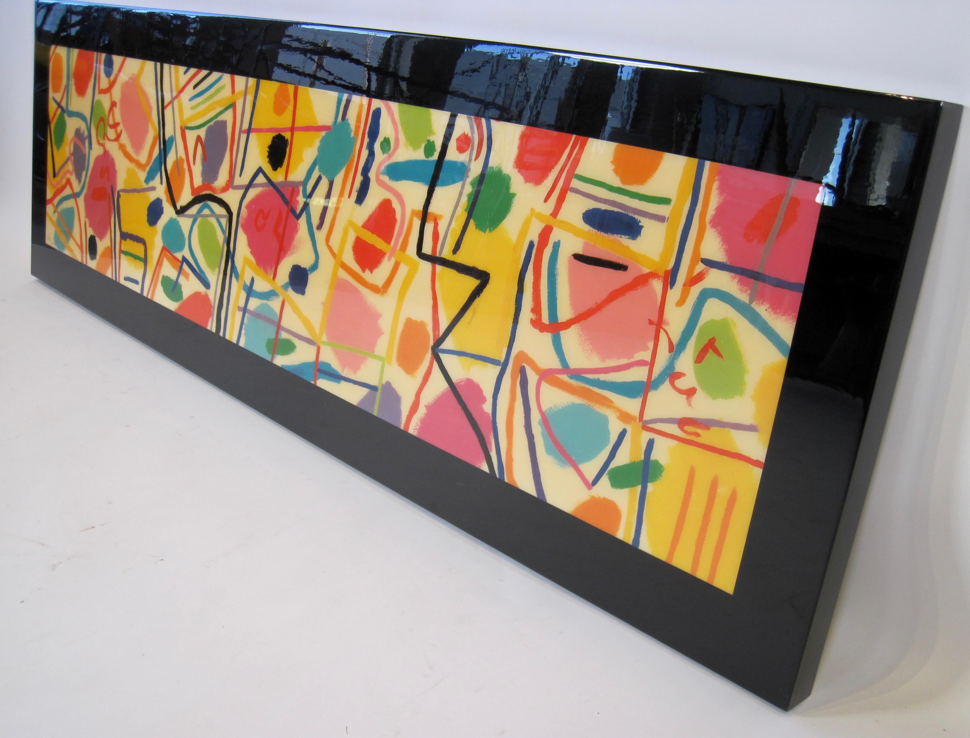 Resin Abstract Geometric Minimalist Acrylic Art Panel, Bo Von Hohenlohe For Sale