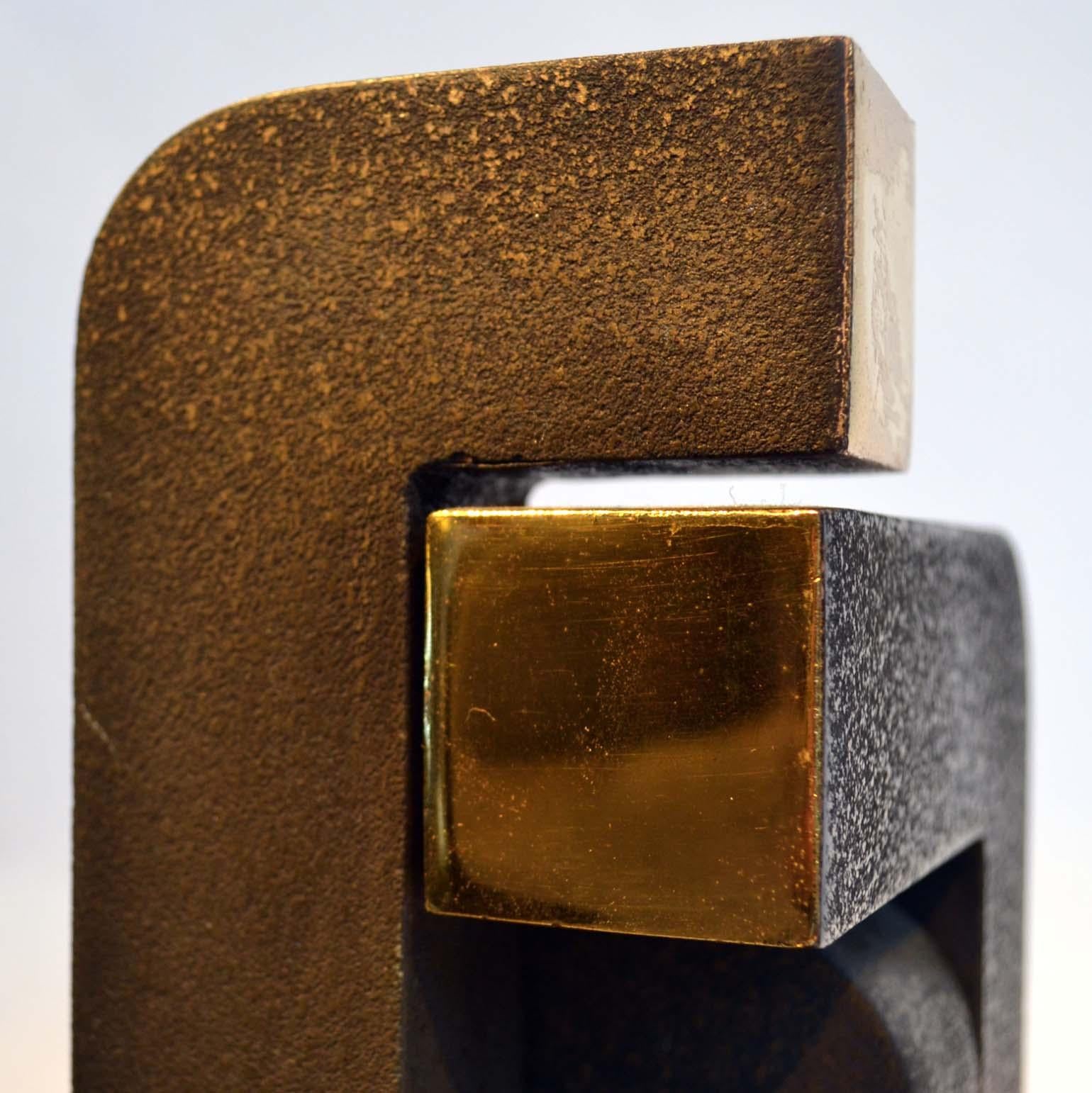 Abstract Geometric Minimalist Bronze Sculpture by Zonena 1979 in Limited Edition 4