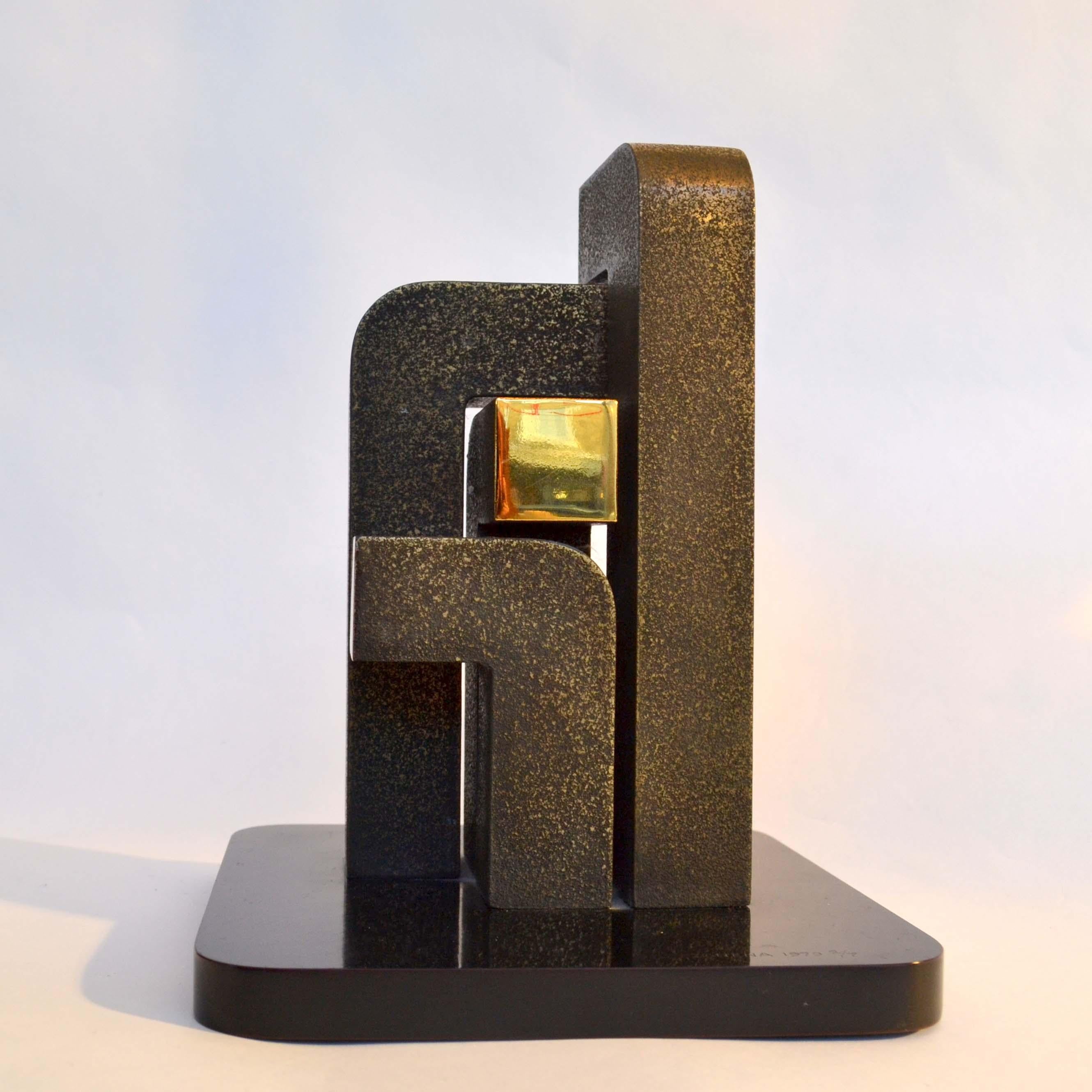 Abstract Geometric Minimalist Bronze Sculpture by Zonena 1979 in Limited Edition 6