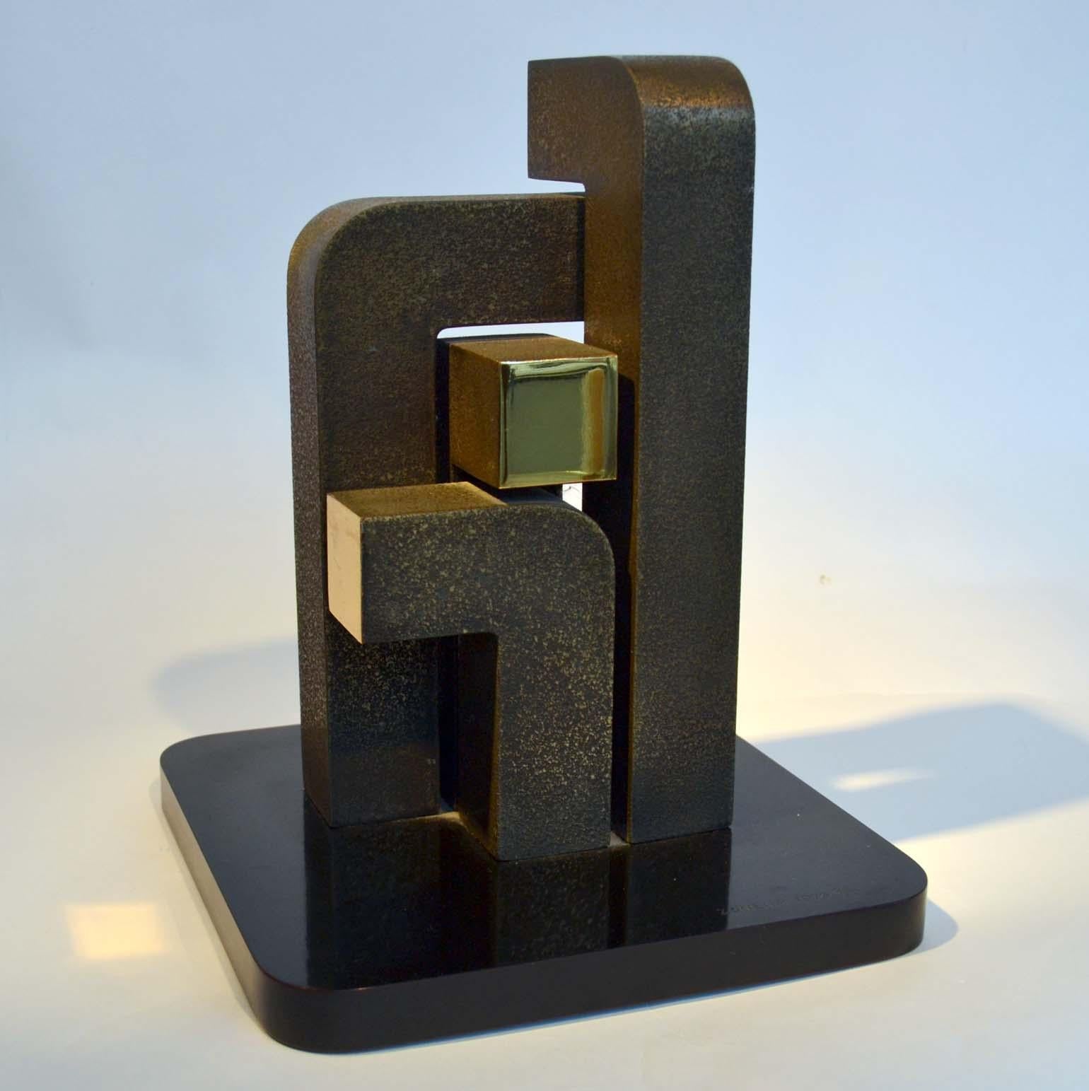 Abstract Geometric Minimalist Bronze Sculpture by Zonena 1979 in Limited Edition 7