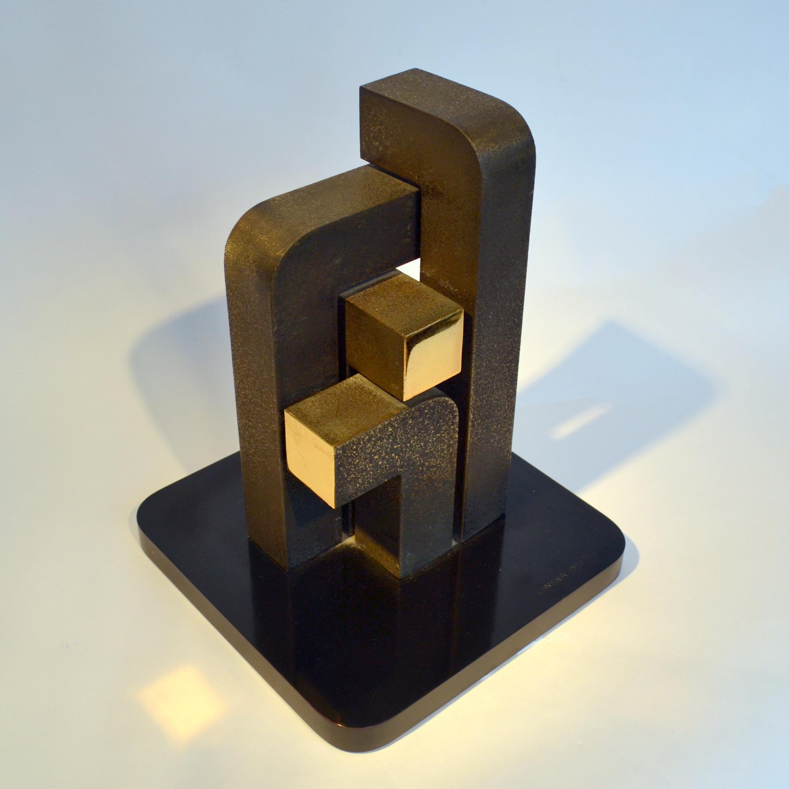 Abstract Geometric Minimalist Bronze Sculpture by Zonena 1979 in Limited Edition 8