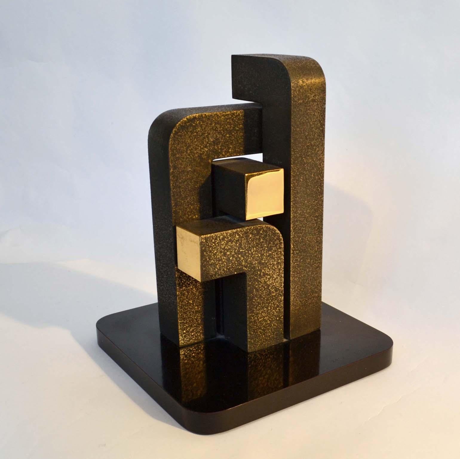 Abstract Geometric Minimalist Bronze Sculpture by Zonena 1979 in Limited Edition 9