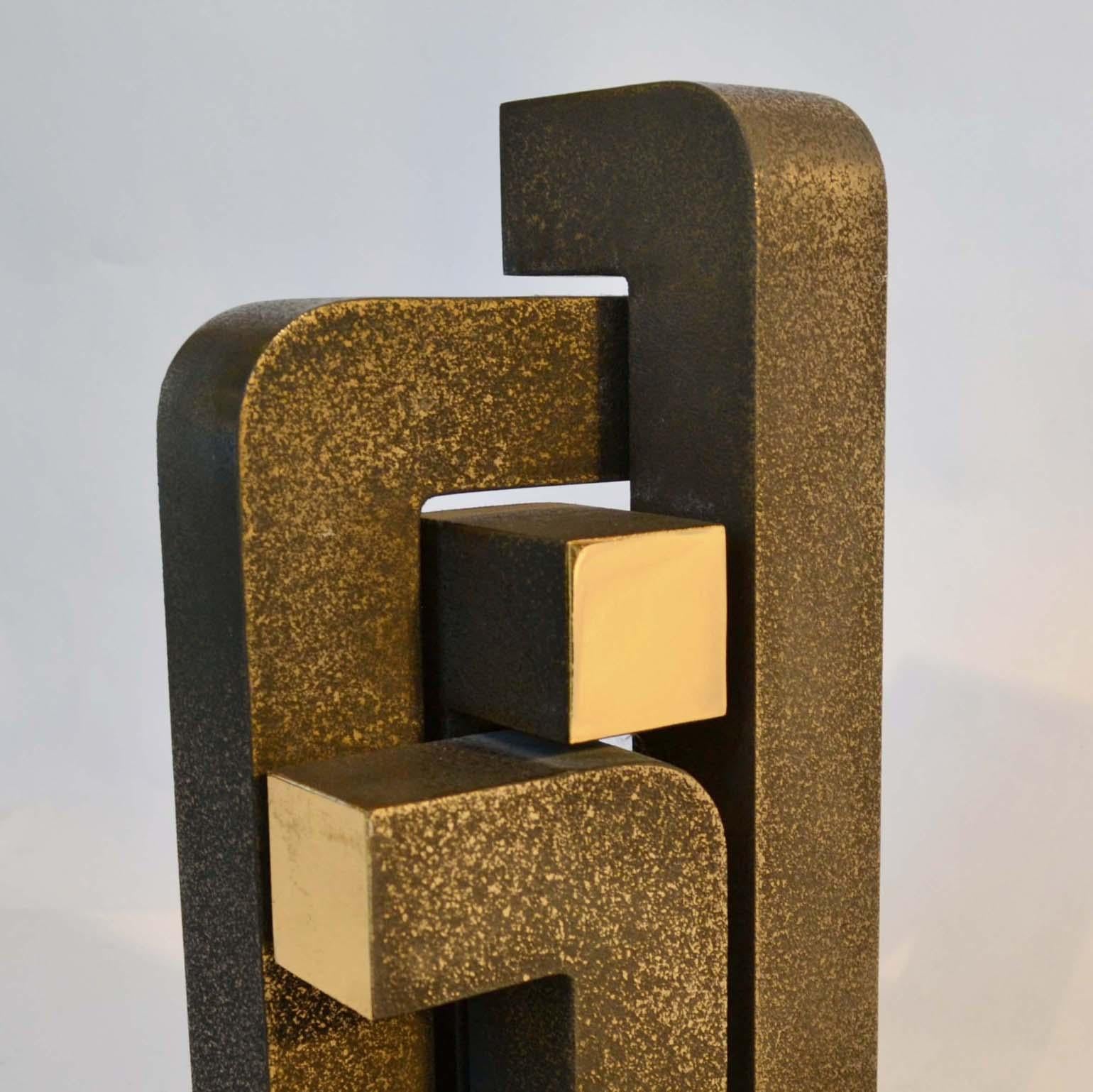 Late 20th Century Abstract Geometric Minimalist Bronze Sculpture by Zonena 1979 in Limited Edition