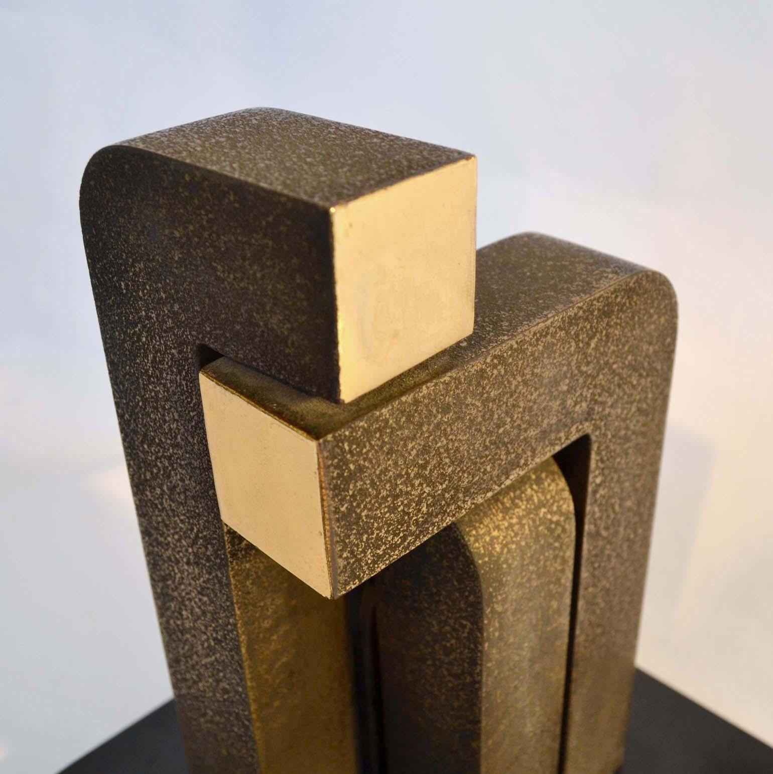 Abstract Geometric Minimalist Bronze Sculpture by Zonena 1979 in Limited Edition 1
