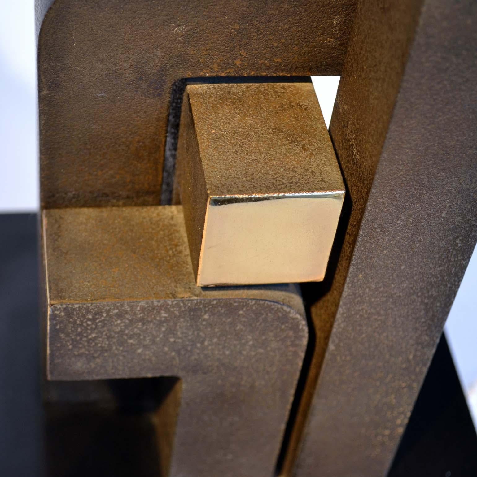 Abstract Geometric Minimalist Bronze Sculpture by Zonena 1979 in Limited Edition 3