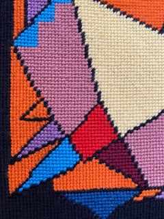 Abstract Geometric Needlepoint Textile Art, Late 20th Century, Framed