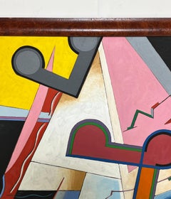 Abstract Geometric Painting by Jacques Clements, Circa Late 20th Century