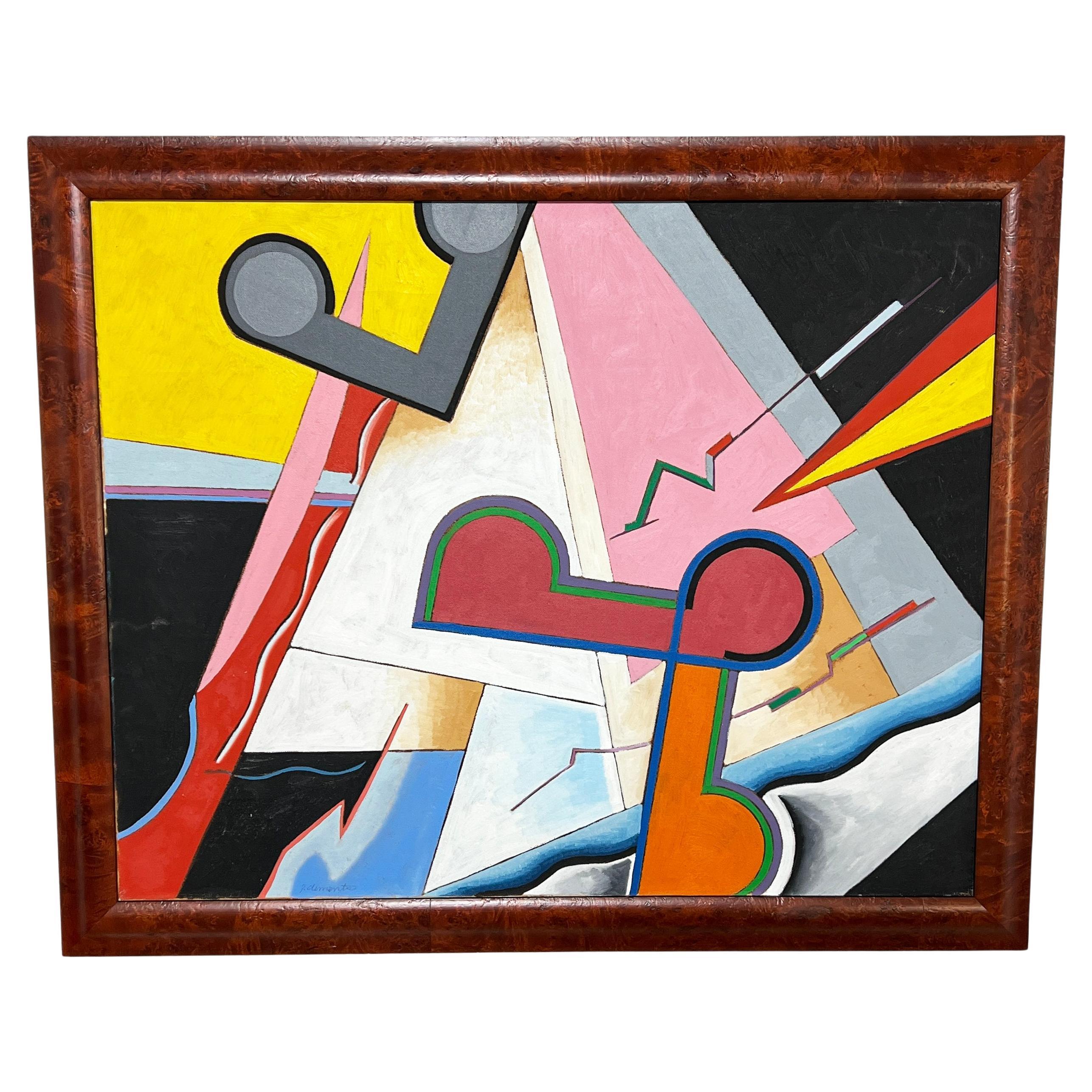 Abstraktes geometrisches Gemälde von Jacques Clements, ca. Ende des 20. Jahrhunderts