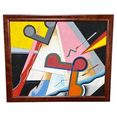 Abstraktes geometrisches Gemälde von Jacques Clements, ca. Ende des 20. Jahrhunderts