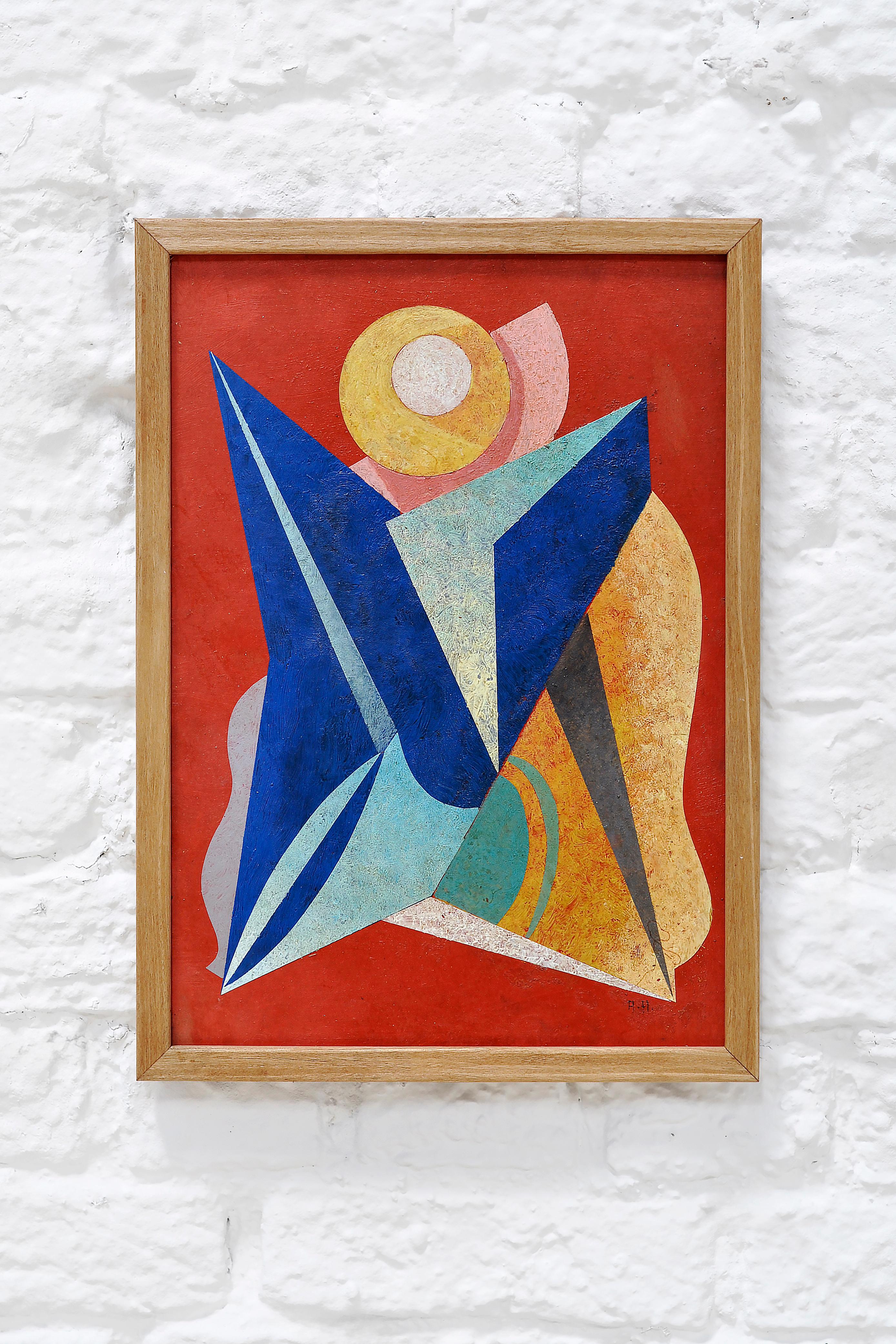 Pintura Geométrica Abstracta, Artista Desconocido, Años 50 Moderno de mediados de siglo en venta