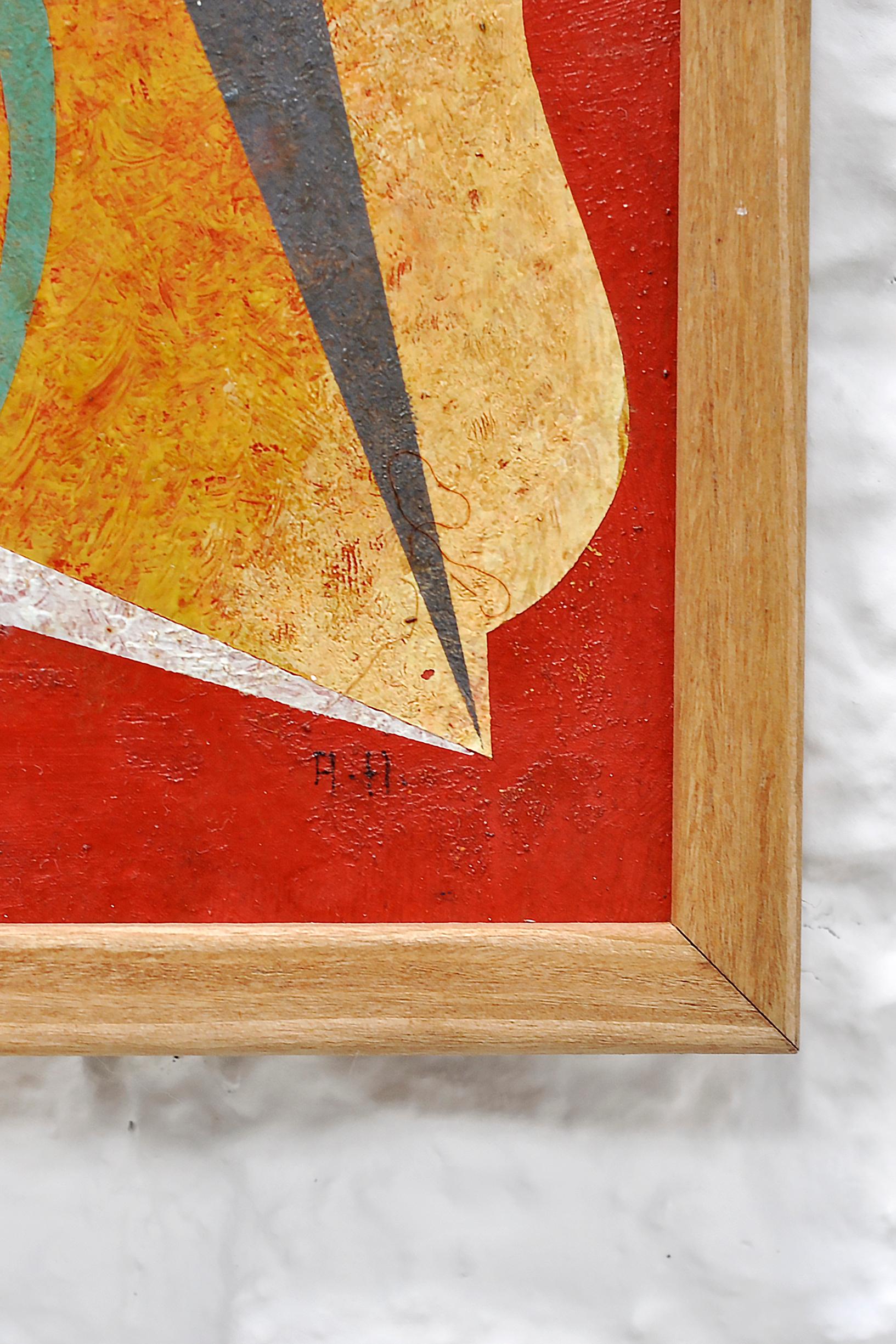 Pintura Geométrica Abstracta, Artista Desconocido, Años 50 en Bueno estado para la venta en Antwerp, Antwerp