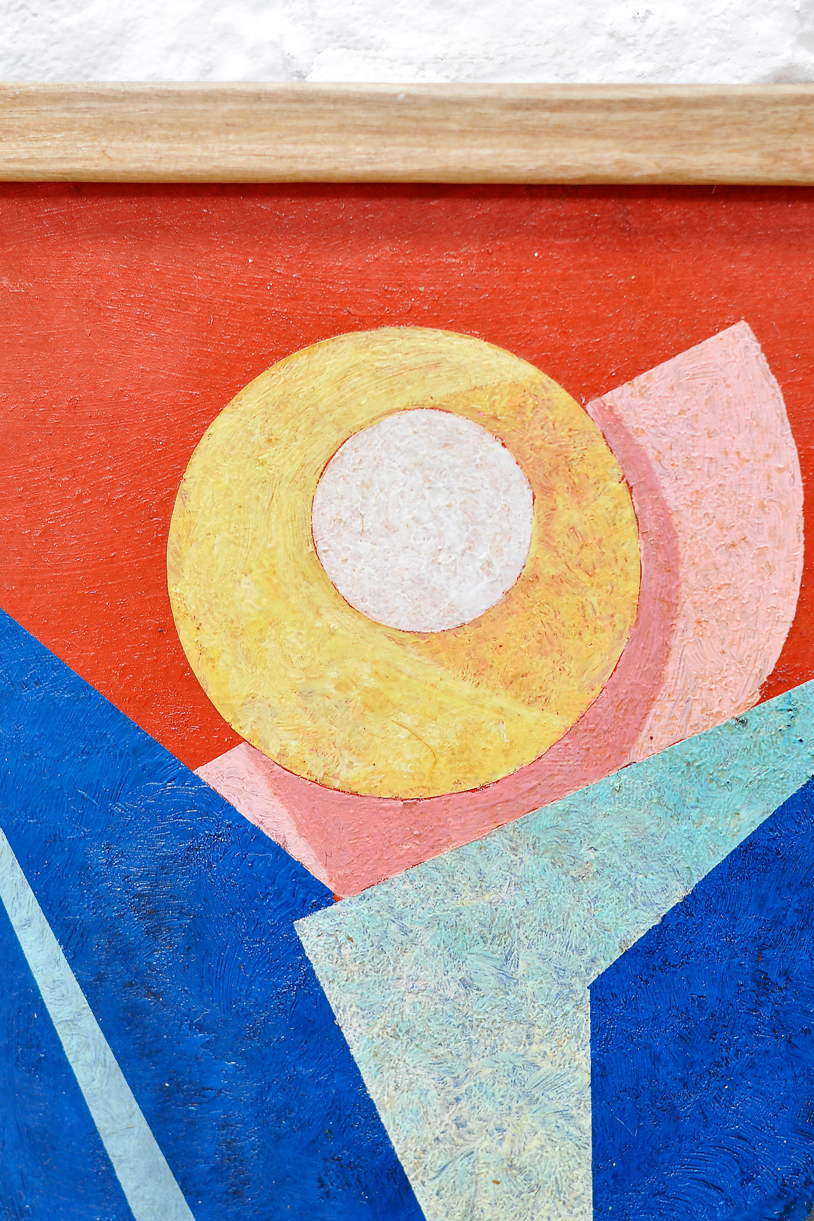 Pintura Geométrica Abstracta, Artista Desconocido, Años 50 Madera en venta