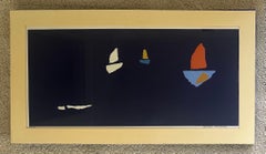 Abstract Geometric Serigraph of Sailboats on the Horizon by Robert Sargent