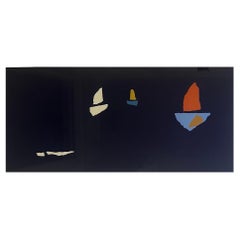 Serigraphie géométrique abstraite représentant des voiliers sur l'horizon de Robert Sargent