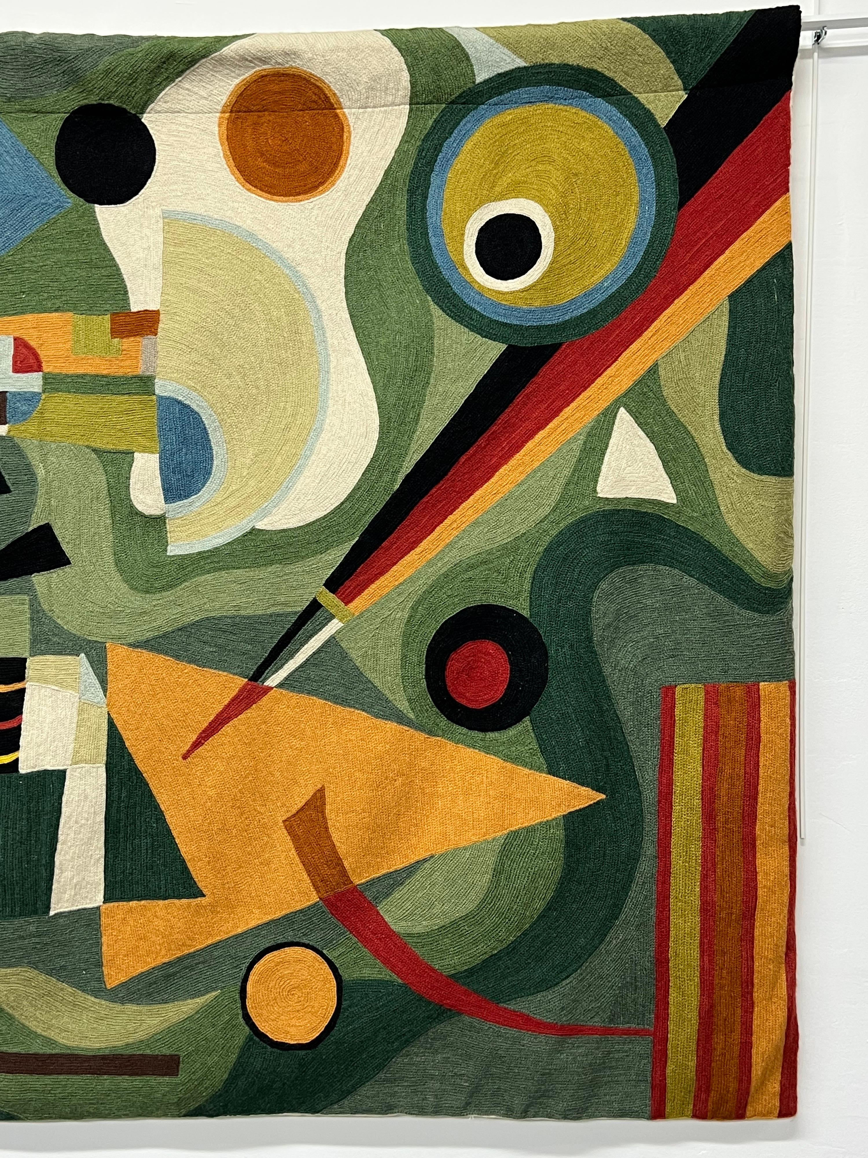 20th Century Abstract Geometric Wool Wall Tapestry or Rug in the Style of Kandinsky