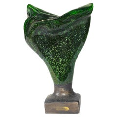 Estatua abstracta de cristal verde de Gio Colucci, años 50