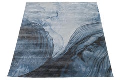 Abstract Glacial Flow - Tappeto moderno in lana e viscosa trapuntato a mano