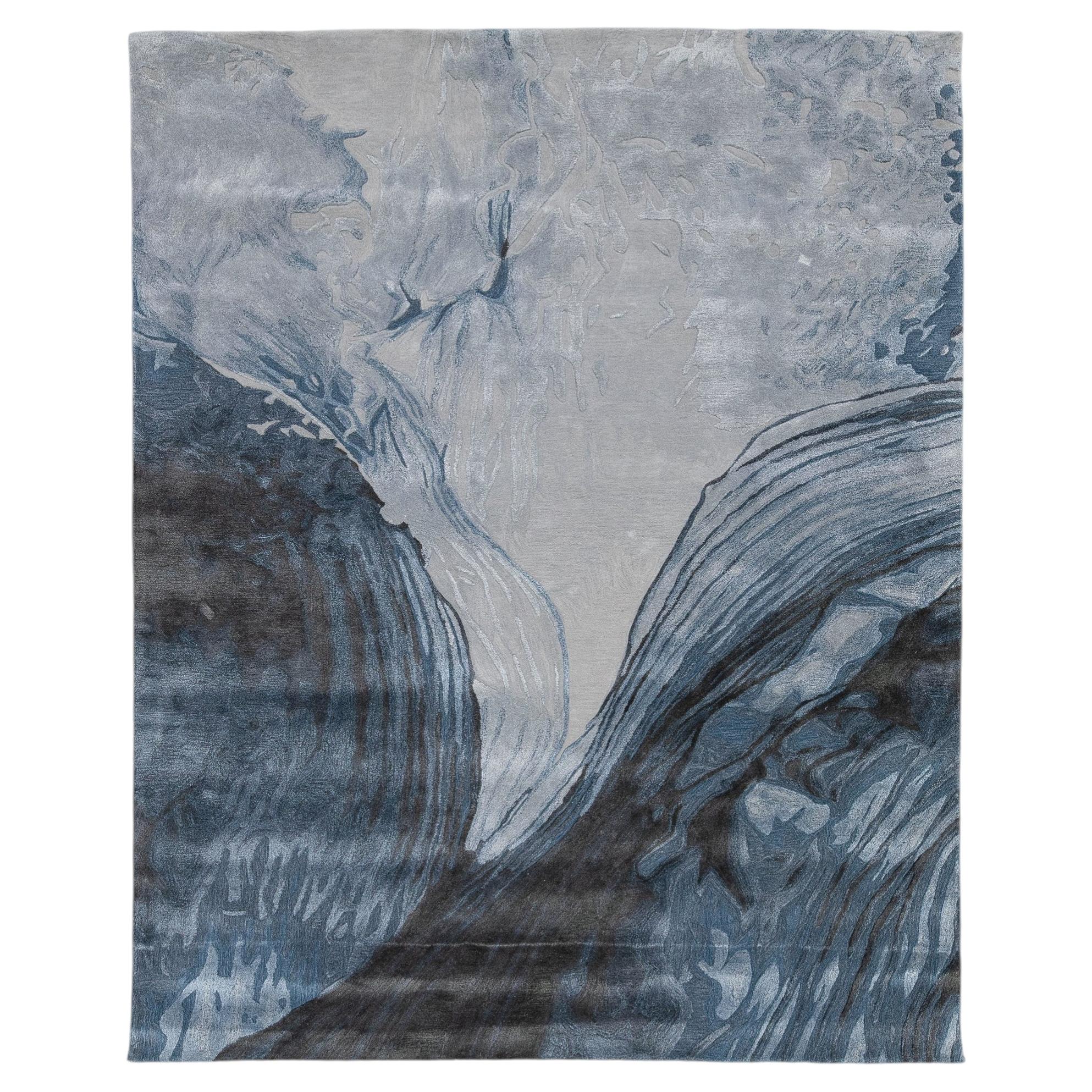 Abstract Glacial Flow - Modern Hand-Tufted Wool & Viscose Area Rug