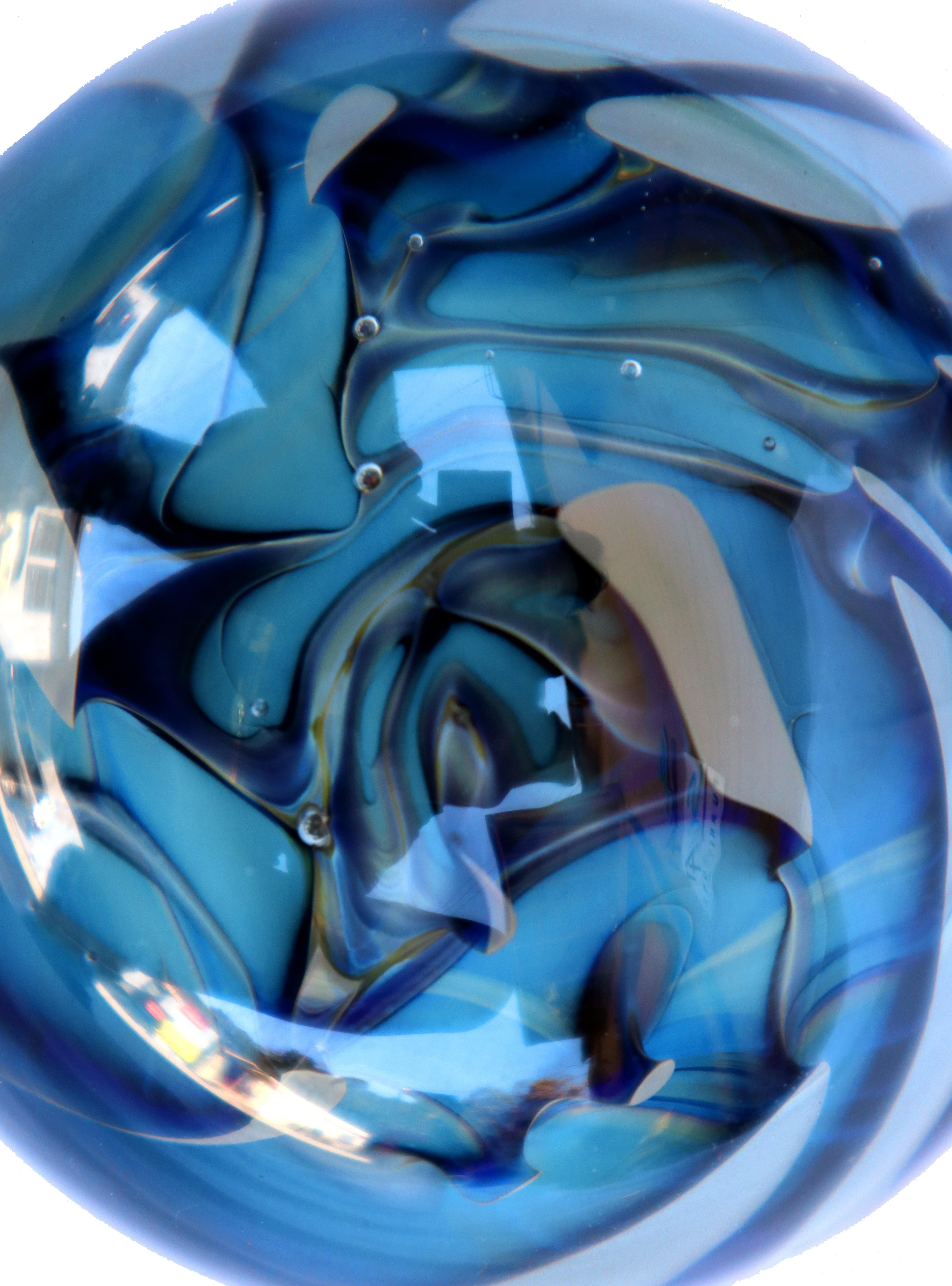 Hand-Crafted Abstract Glass Paperweight
