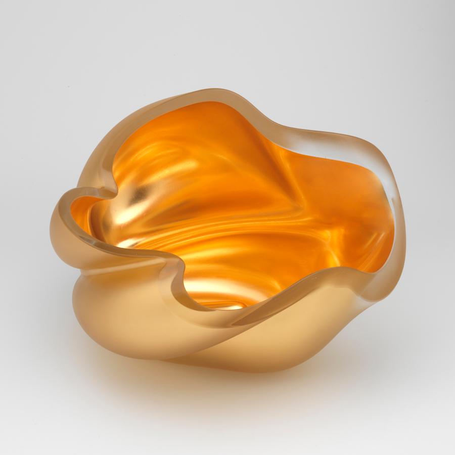 Contemporary Abstract Glass and Gold Sculpture, Barbara Nanning