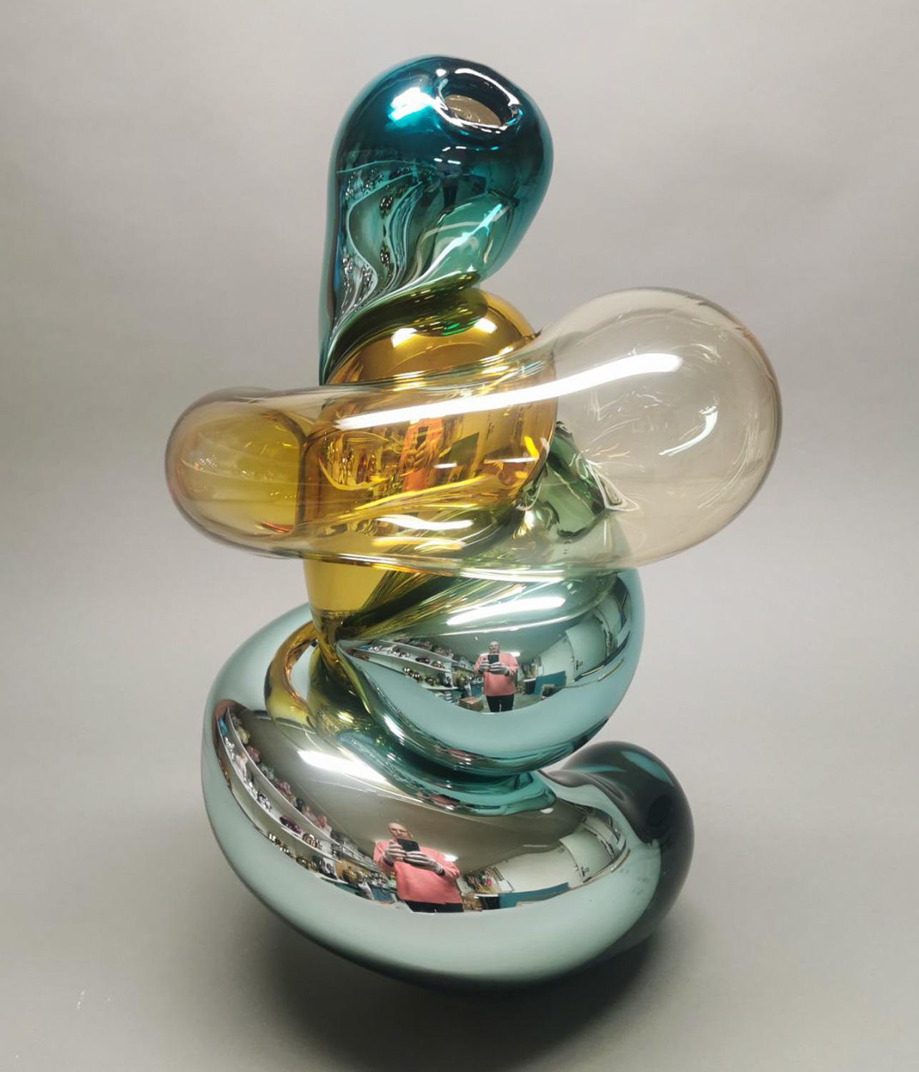 Swedish Abstract Glass Sculpture by Markus Emilsson, In Stock For Sale