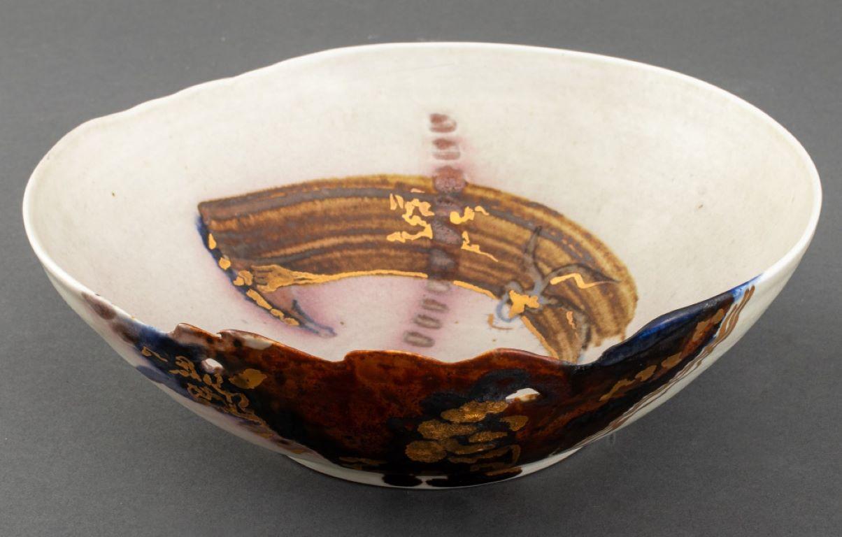Abstract Glazed Porcelain Bowl with gilding, stamped 