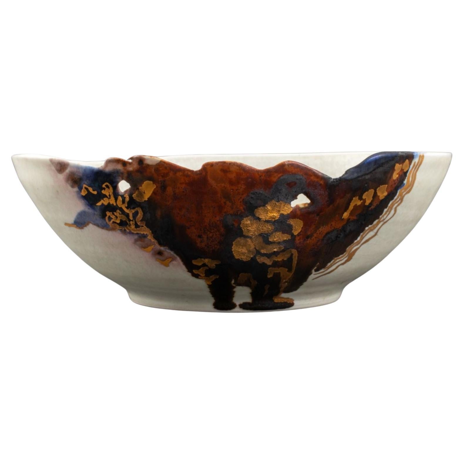 Abstract Glazed Porcelain Bowl  For Sale