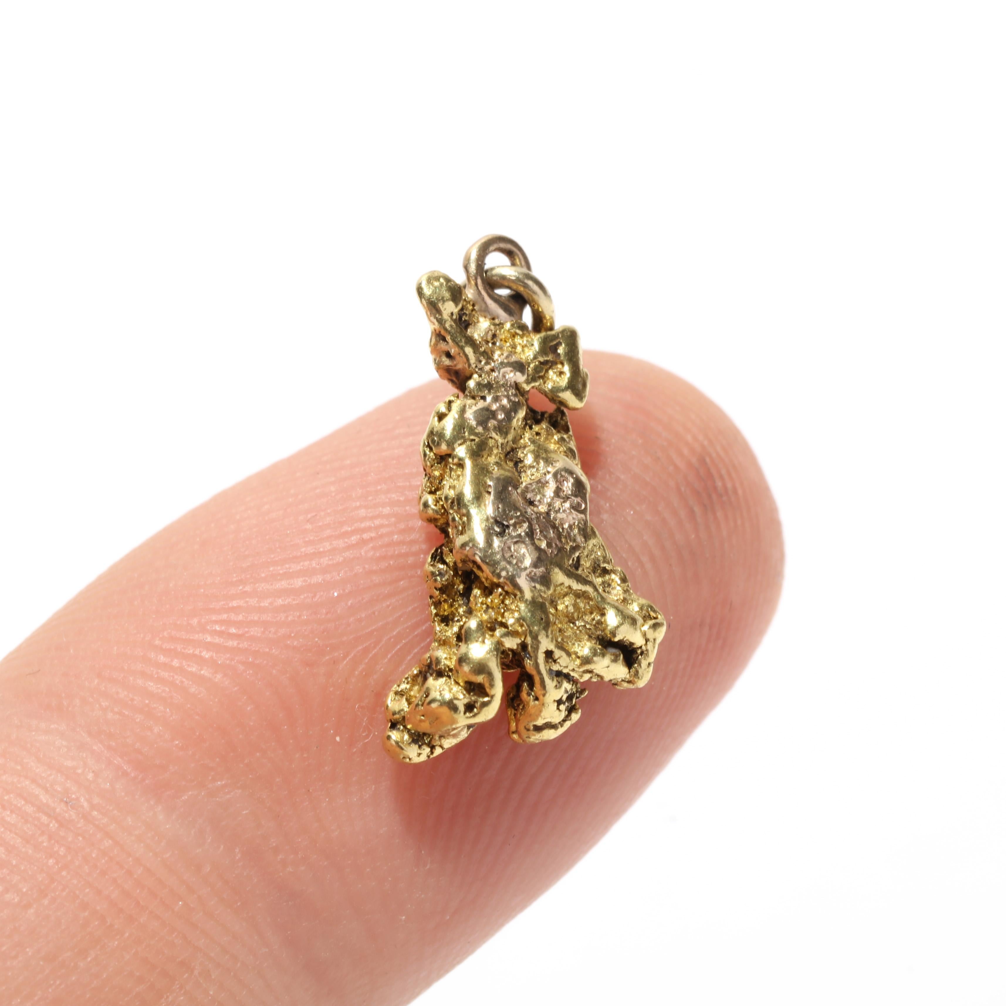 Women's or Men's Abstract Gold Nugget Charm, 18KT Yellow Gold