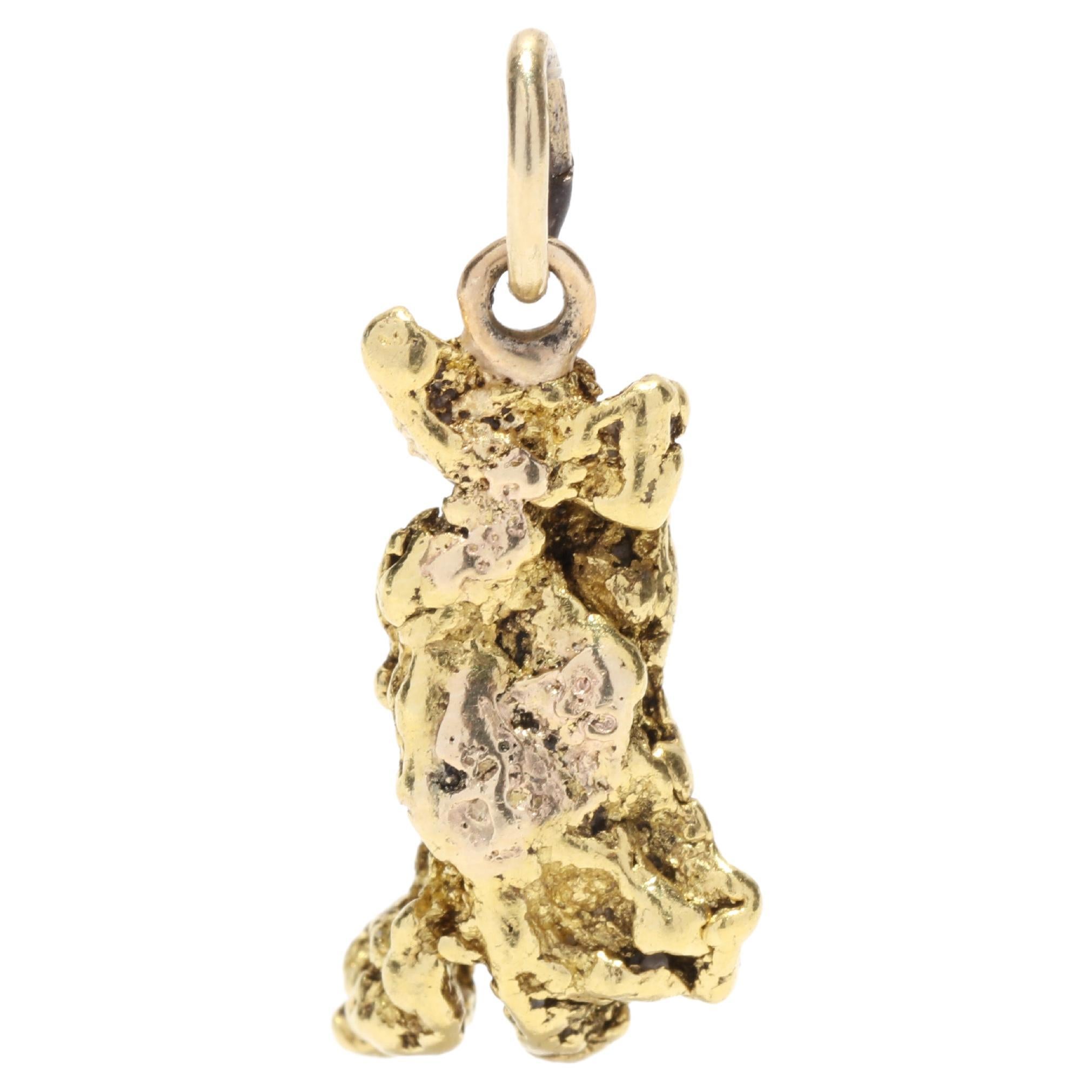Abstract Gold Nugget Charm, 18KT Yellow Gold
