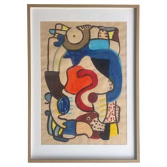 Abstrakte Gouache-Aquarellmalerei 1973