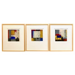 Gouaches abstraites, lot de 3