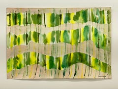 Abstract Green and Yellow Watercolor by Jacob Semiatin, 1987