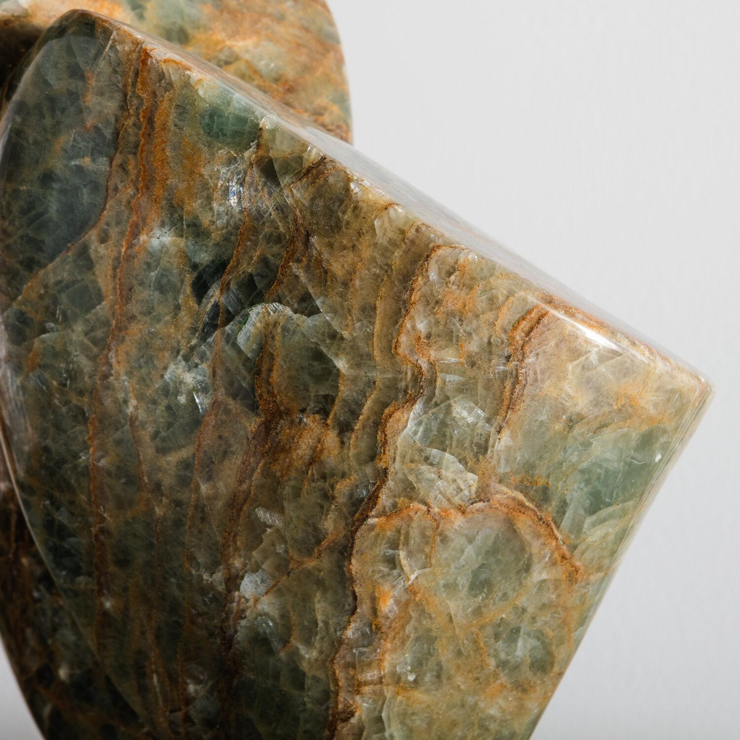 Abstract Green Marble Sculpture on Marble Base In Good Condition In Chicago, IL
