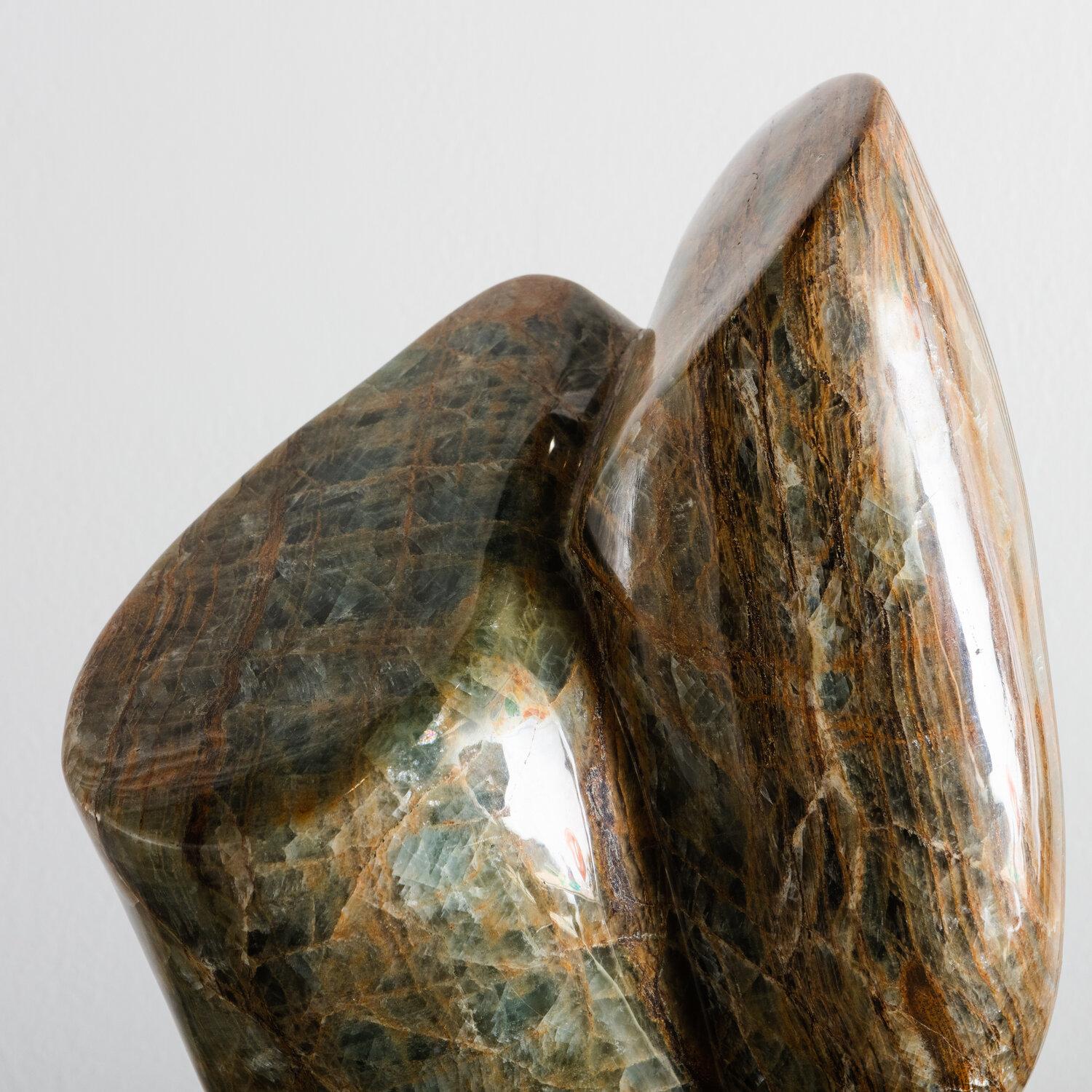20th Century Abstract Green Marble Sculpture on Marble Base