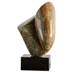 Abstract Green Marble Sculpture on Marble Base