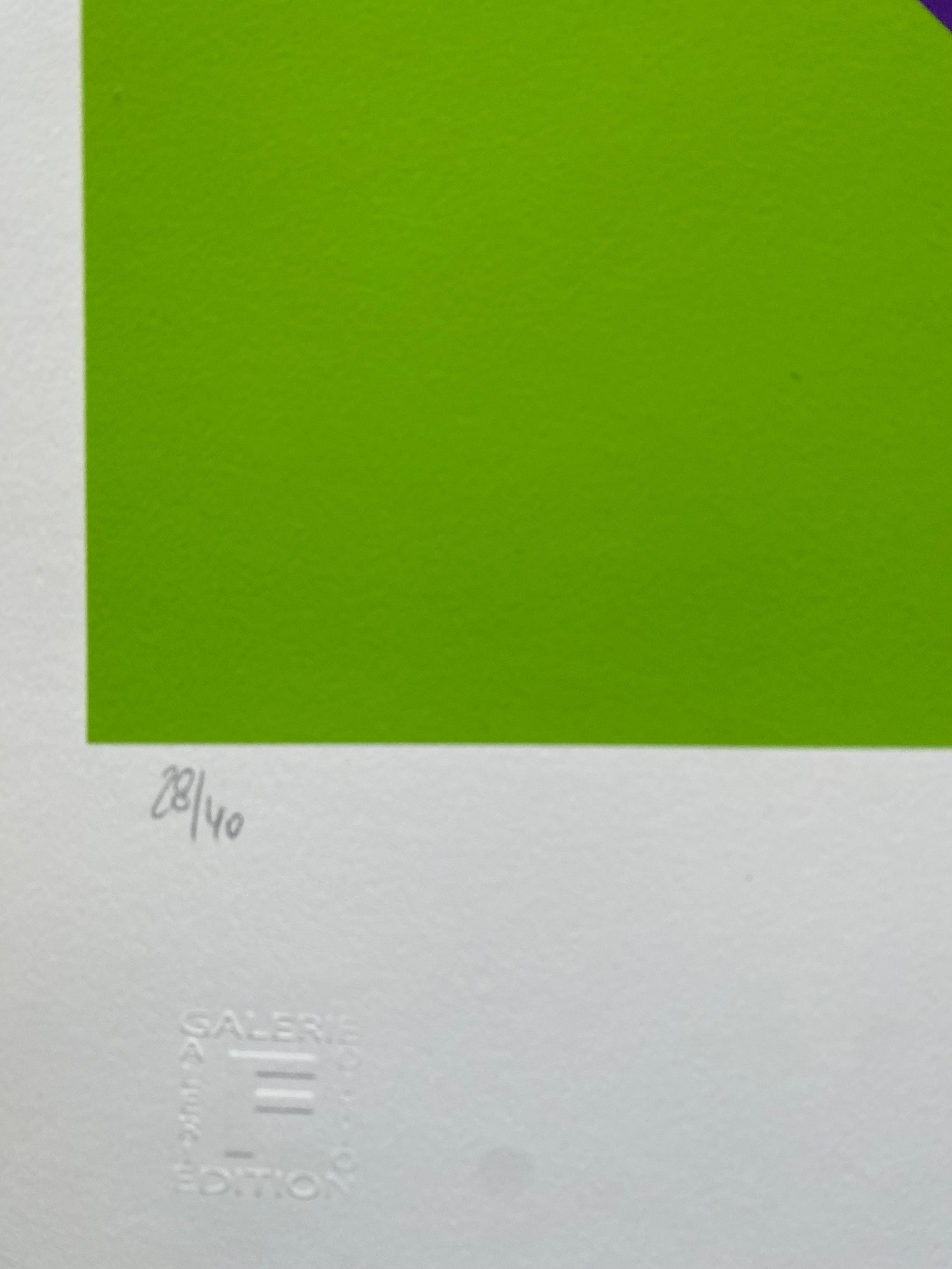Contemporary Abstract Green, Serigraphy, Geneviève Claisse