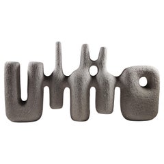 Abstract Grey Stoneware Ceramic Sculpture by Rachel Peters, Unglazed, In Stock.