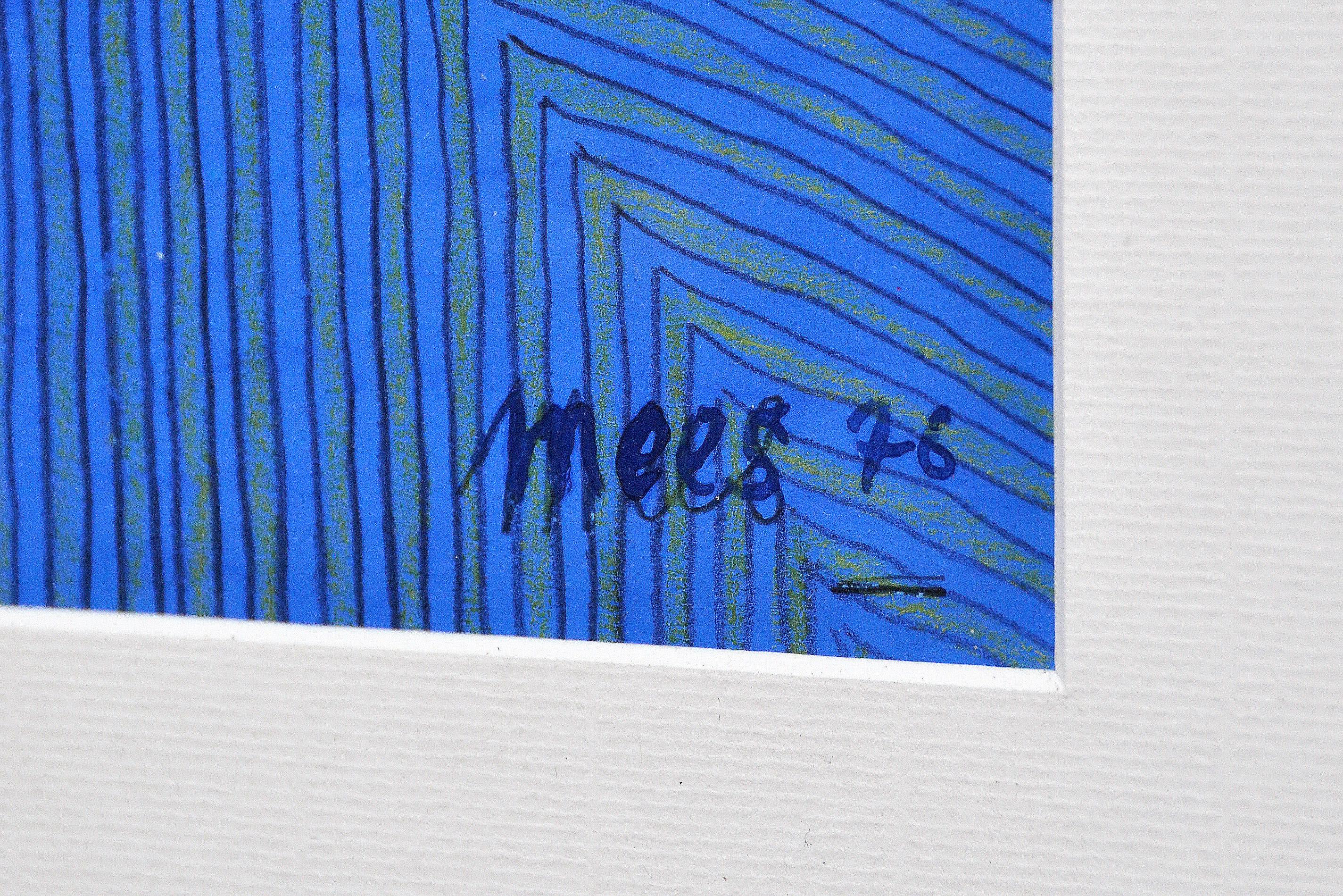 Abstract Guache Composition by Jozef Mees, Belgian Constructivism 1976 For Sale 2